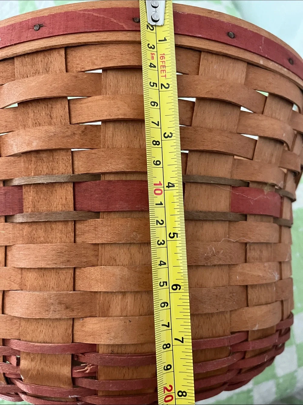 Longaberger Brown and Red Apple Handwoven Basket with Handle